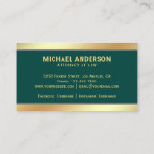 Carte De Visite Dark Green Gold Justice Scale Avocat Procureur (Dos)