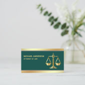 Carte De Visite Dark Green Gold Justice Scale Avocat Procureur (Debout devant)