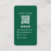 Carte De Visite Dark Green Photo QR Code Connect With Me (Dos)