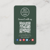 Carte De Visite Dark Green QR Code Se Connecter Avec Les Médias So (Devant)