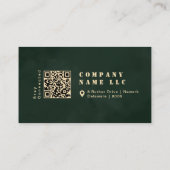Carte De Visite Dark Green Shiny Gold Stencil Bold Typography (Dos)