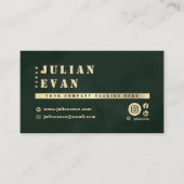 Carte De Visite Dark Green Shiny Gold Stencil Bold Typography (Devant)