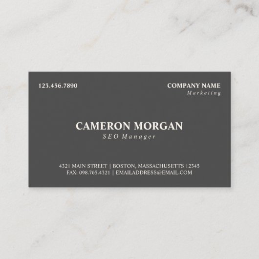 Carte De Visite Dark Grey Basic Professionnel (Devant)