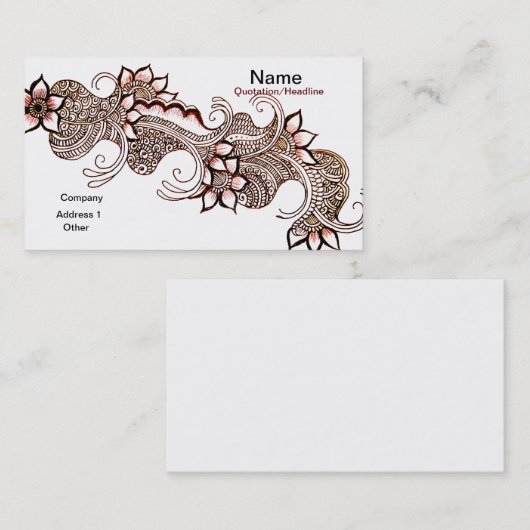 Carte de visite Dark Mehndi (Devant / Derrière)