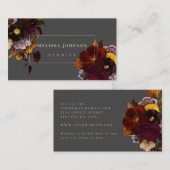 Carte De Visite Dark Moody Autumn Floral Bouquet (Devant / Derrière)