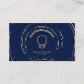 Carte De Visite Dark Navy Tattoo Piercing Studio QR Code (Devant)