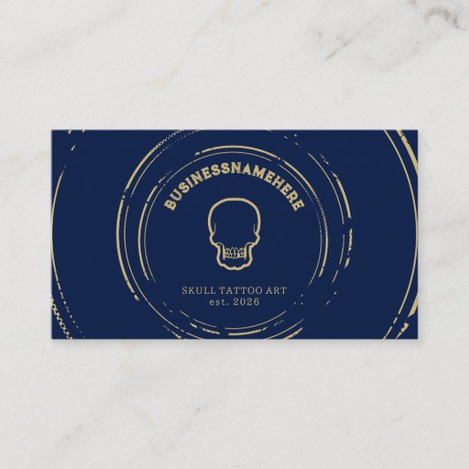 Carte De Visite Dark Navy Tattoo Piercing Studio QR Code (Devant)