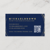 Carte De Visite Dark Navy Writer Mobile Notaire Gold QR Code (Dos)