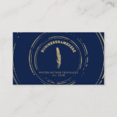Carte De Visite Dark Navy Writer Mobile Notaire Gold QR Code (Devant)