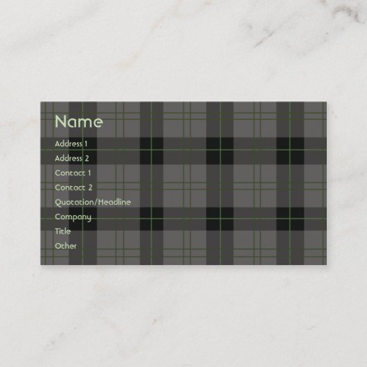 Carte De Visite Dark Plaid - Business (Devant)