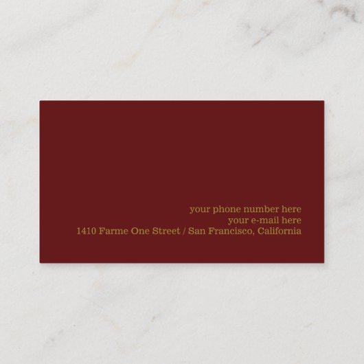 Carte De Visite Dark Red Contact Card for travel agents (Dos)