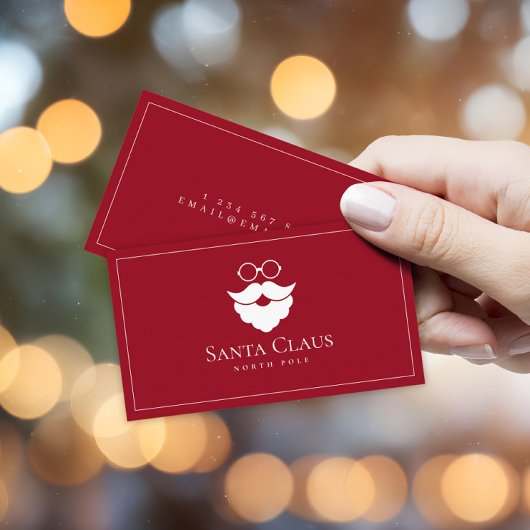 Carte De Visite Dark Red Santa Claus Logo North Pole Custom