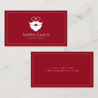 Carte De Visite Dark Red Santa Claus Logo North Pole Custom