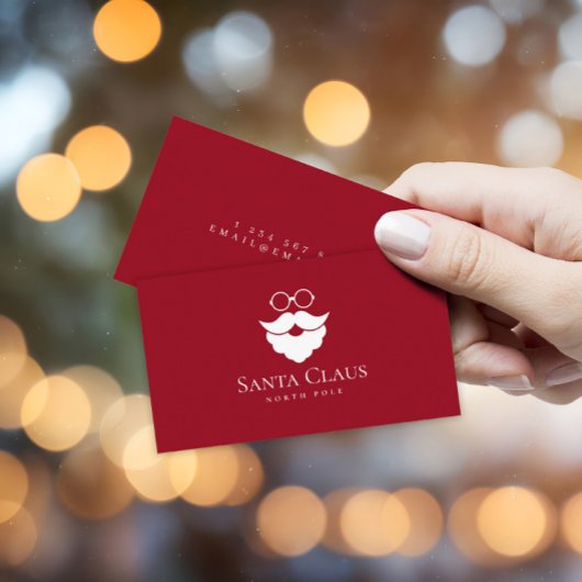 Carte De Visite Dark Red Santa Claus Logo North Pole Minimalist