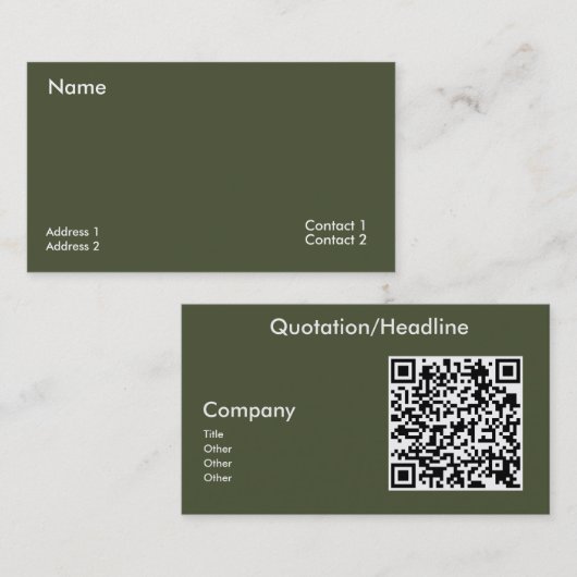 Carte De Visite dark rich green -QR code (Devant / Derrière)