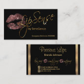 Carte De Visite Dark Rose Glitter et Gold Lips (Devant / Derrière)