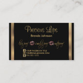 Carte De Visite Dark Rose Glitter et Gold Lips (Dos)