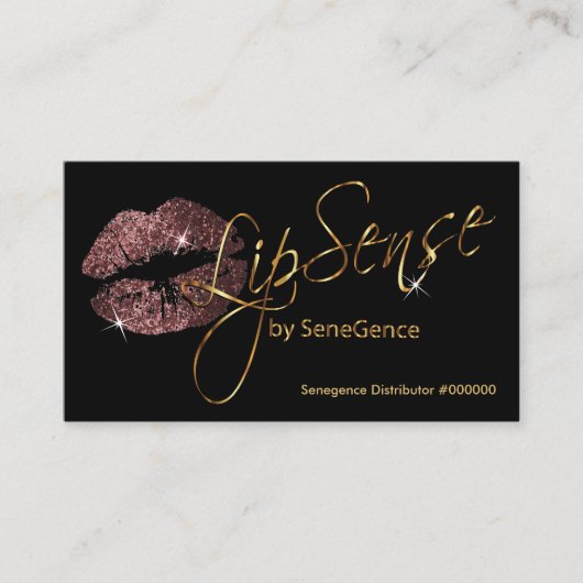 Carte De Visite Dark Rose Glitter et Gold Lips (Devant)