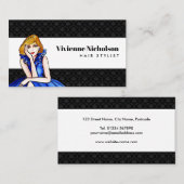 Carte De Visite Dark Royal Blue Cocktail Gown Illustration de mode (Devant / Derrière)