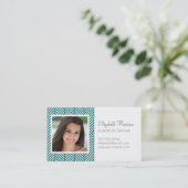 Carte De Visite Dark Turquoise Herringbone Photo (Debout devant)