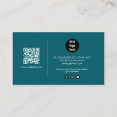 Carte De Visite Dark Turquoise Signature Script QR Code Médias soc (Dos)