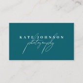 Carte De Visite Dark Turquoise Signature Script QR Code Médias soc (Devant)