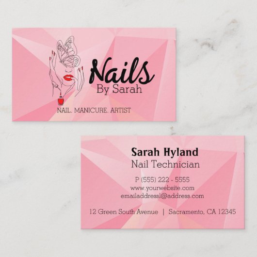 Carte de visite d'art à ongles (Devant / Derrière)