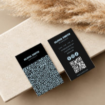 carte de visite d'art abstrait noir bleu glace