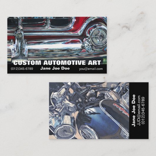 Carte de visite d'art automobile (Devant / Derrière)