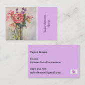 Carte de visite d'art de fleuriste, arrangement de (Devant / Derrière)