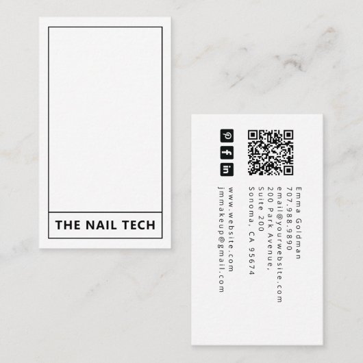 Carte de visite d'art de l'ongle de Tarot (Devant / Derrière)