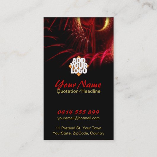 Carte de visite d'art fractal rouge de science-fic (Devant)