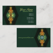 Carte de visite d'art fractal triangle vert doré (Devant / Derrière)