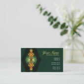 Carte de visite d'art fractal triangle vert doré (Debout devant)