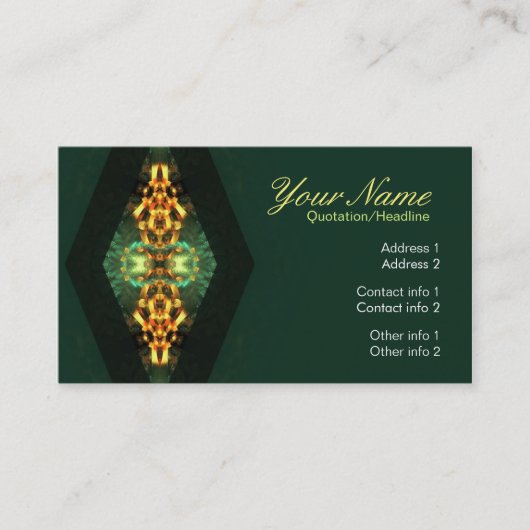 Carte de visite d'art fractal triangle vert doré (Devant)