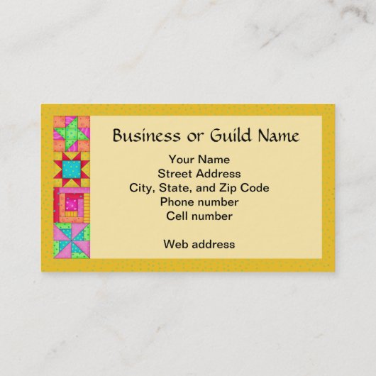 Carte de visite d'art sur Arrière - plan jaune (Dos)