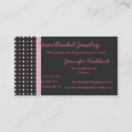 Carte de visite d'artiste de bijoux de GAGNANT de (Devant)