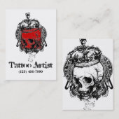 Carte de visite d'artiste de tatouage de crâne (Devant / Derrière)
