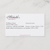 Carte de visite d'artiste maquillage beauté et che (Dos)