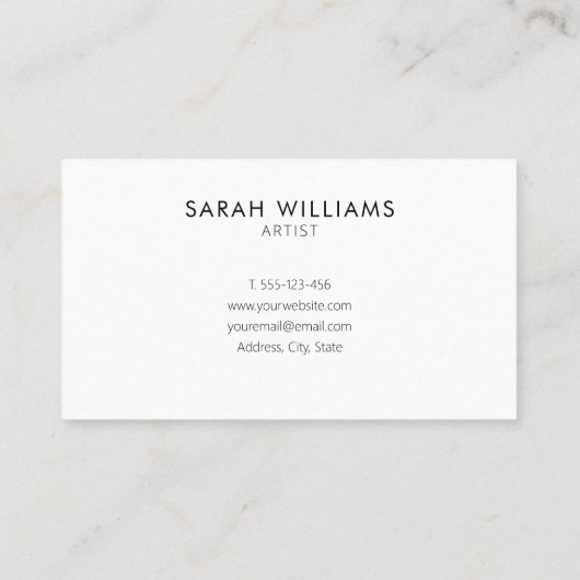 Carte de visite d'artiste professionnel moderne (Dos)