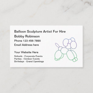 Carte de visite d'artiste sculpteur de ballons pou
