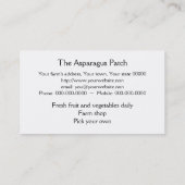 Carte de visite d'asperge (Dos)