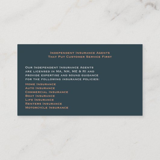 Carte de visite d'assurance (Dos)