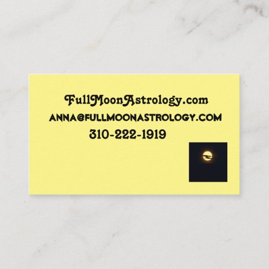 Carte de visite d'astrologie Pleine lune (Dos)