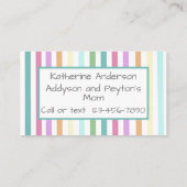 Carte De Visite Date de jeu de l'enfant (Dos)