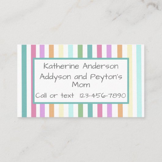 Carte De Visite Date de jeu de l'enfant (Dos)