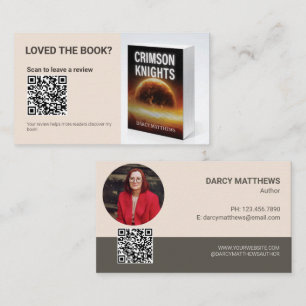 Carte de visite d'auteur avec code QR pour demande