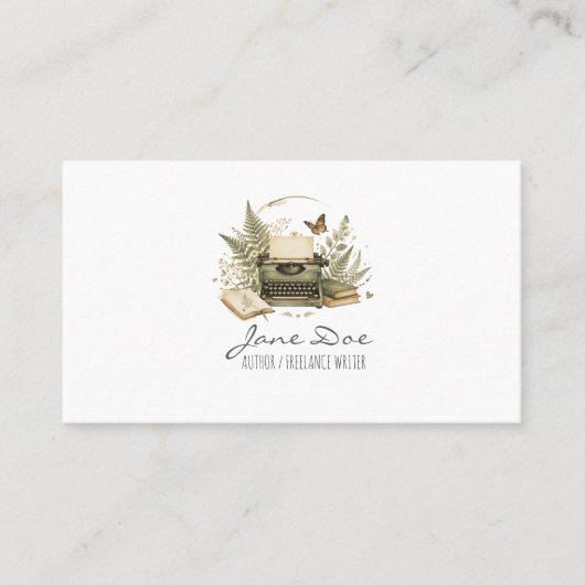 Carte de visite d'auteur de machine à écrire à aqu (Devant)