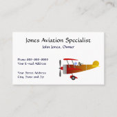 Carte de visite d'aviation monomoteur (Devant)