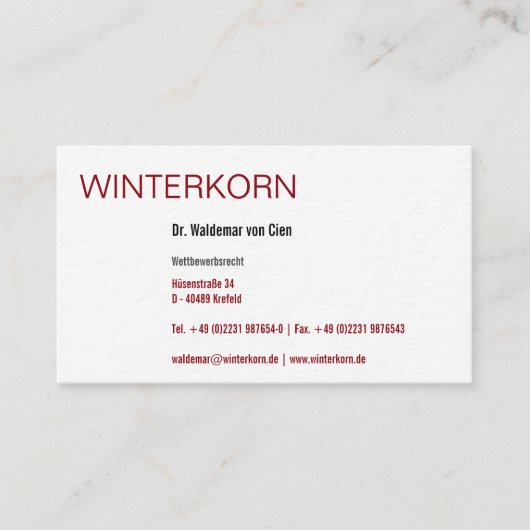 Carte de visite d'avocat (Devant)